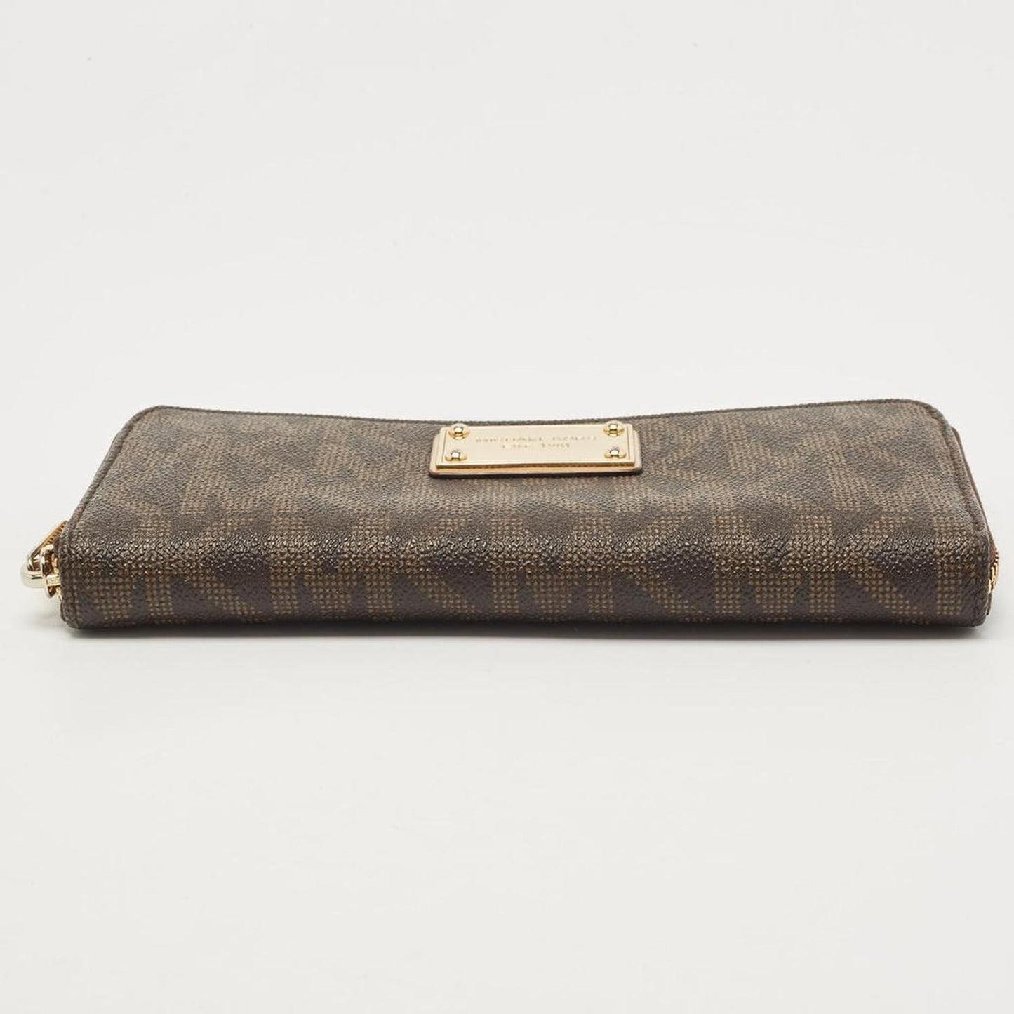 Michael Kors Dark Monogram Coated Canvas Zip Around Wallet