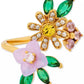 Bursting Blooms Gold-Tone Multi-Stone Wrap Ring