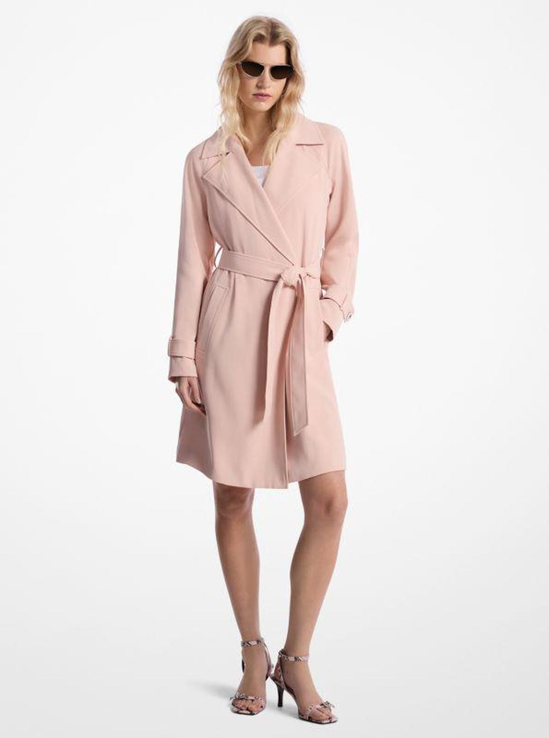 Draped Woven Trench Coat