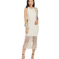 Fringe-Trim Sleeveless Cocktail Dress