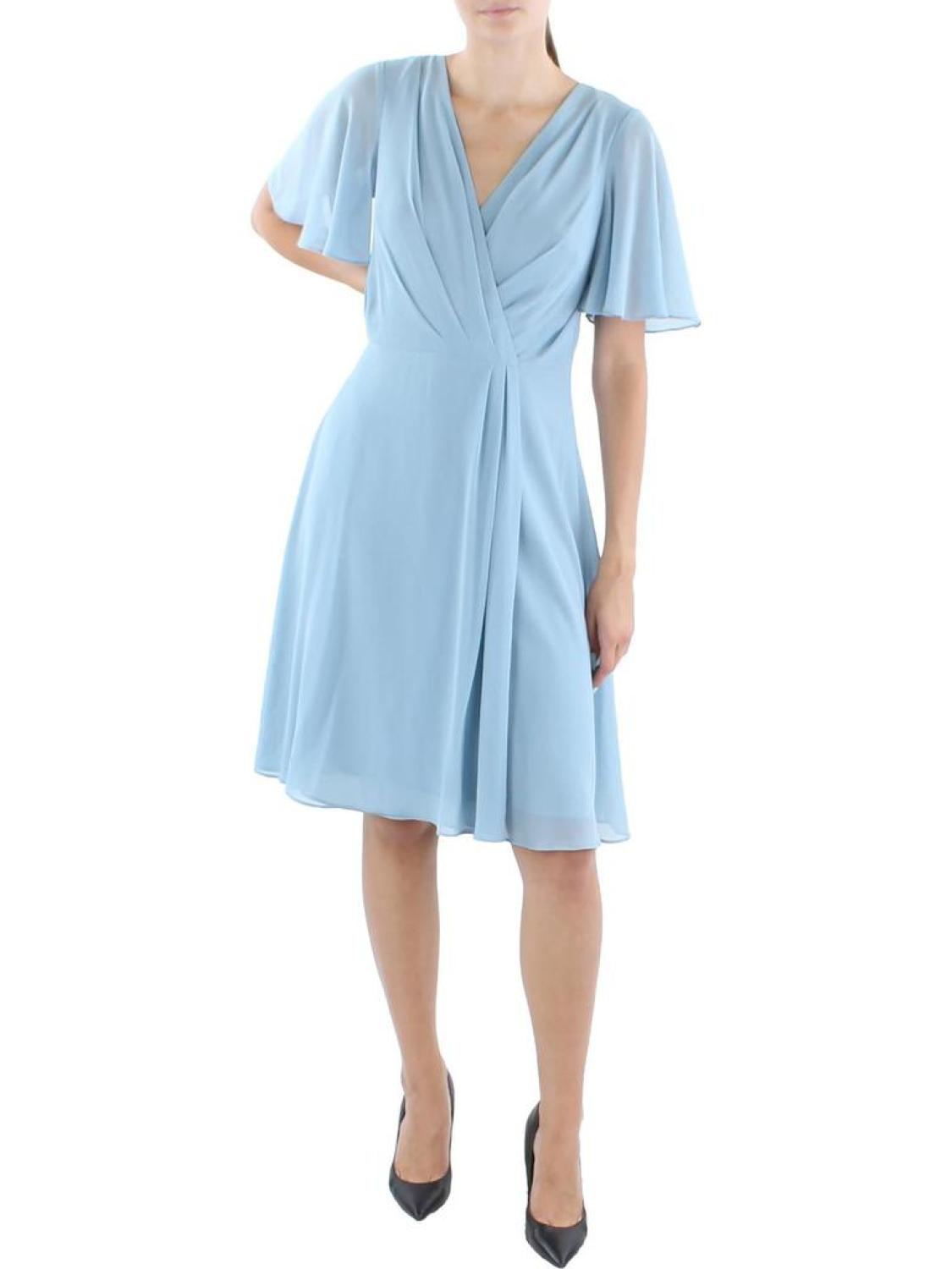 Georgette Womens Surplice Midi Wrap Dress