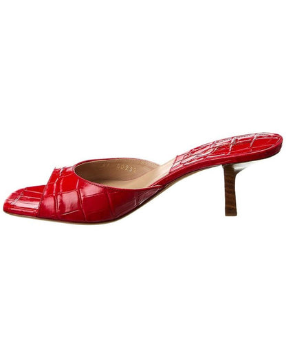 Michael Kors Collection Anita Runway Croc-Embossed Leather Sandal