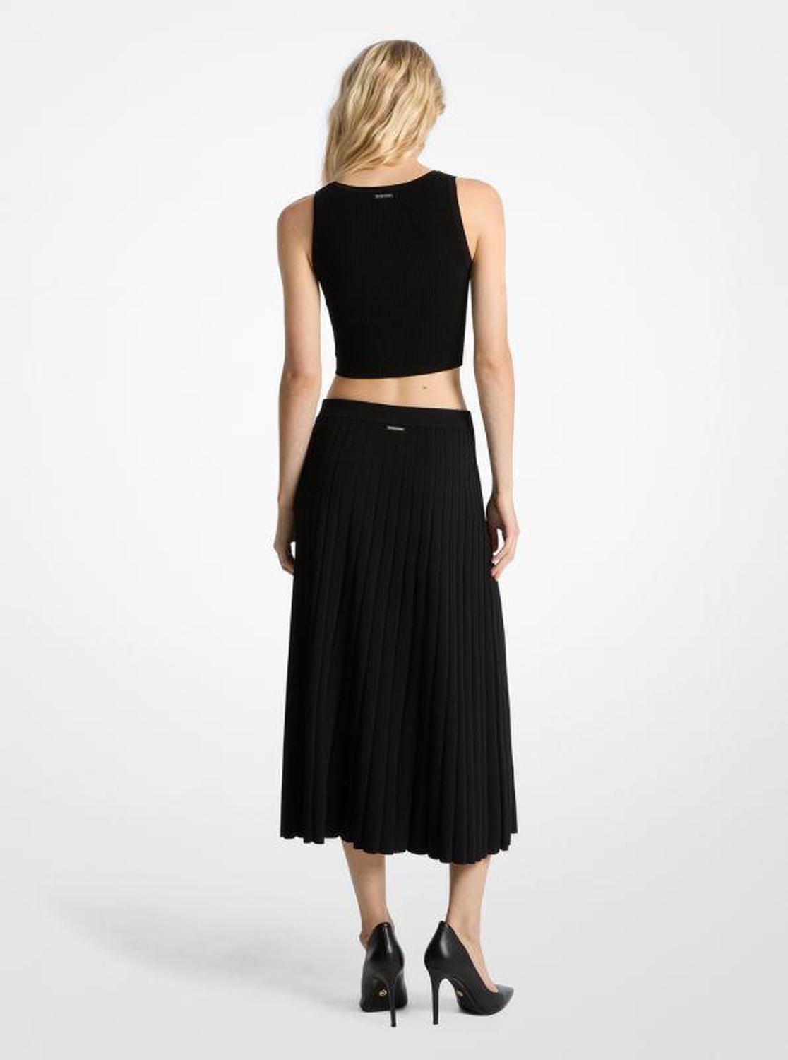 Ribbed Stretch Knit Midi Skirt