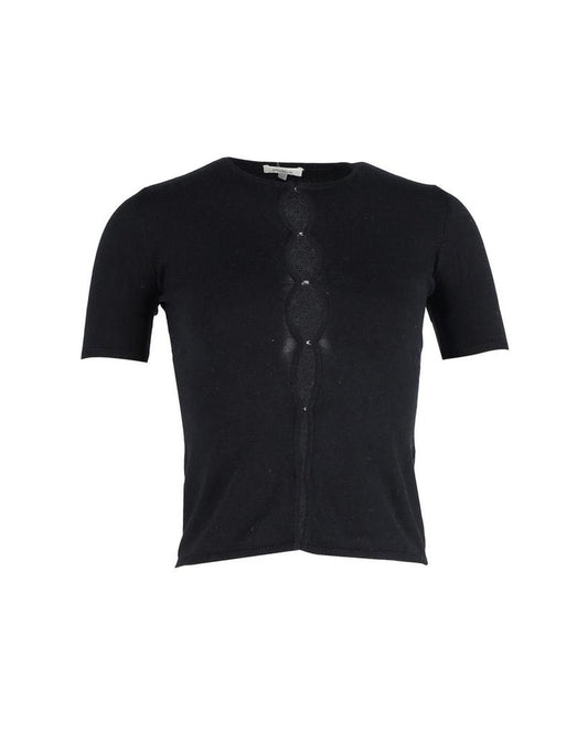 Max Mara Short Sleeve Cardigan in Black Cotton