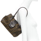 FENDI Vintage brown leather handle Zucca Monogram canvas mini cube boston bag