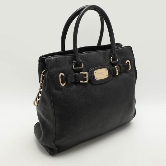 Black Leather Large Hamilton North South Tote