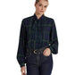 Plaid Tie Neck Georgette Shirt