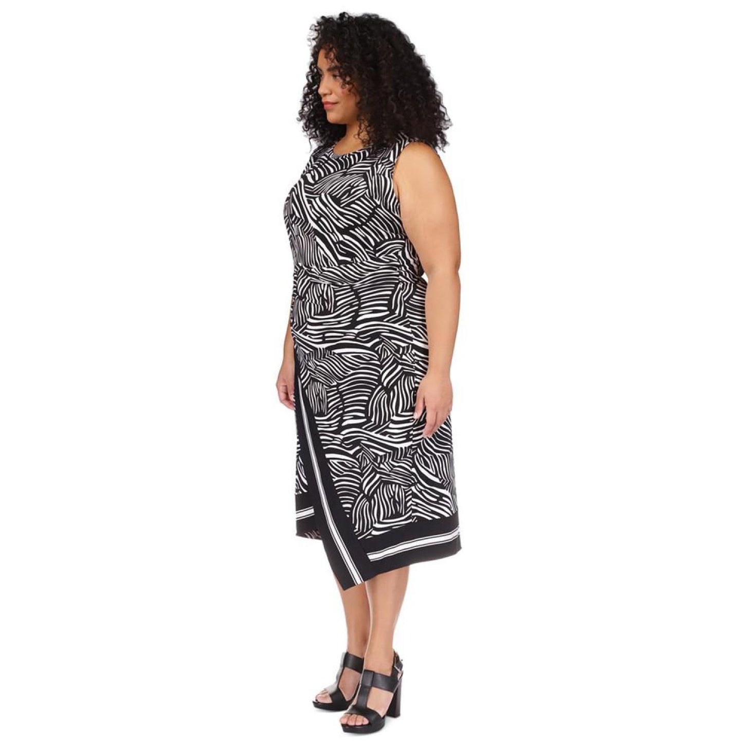 Plus Size Zebra-Print Faux Wrap Midi dress