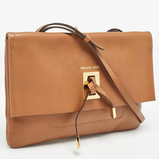 Michael Kors Brown Leather Fold Over Flap Shoulder Bag