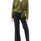 Womens Metallic Fas Wrap Top