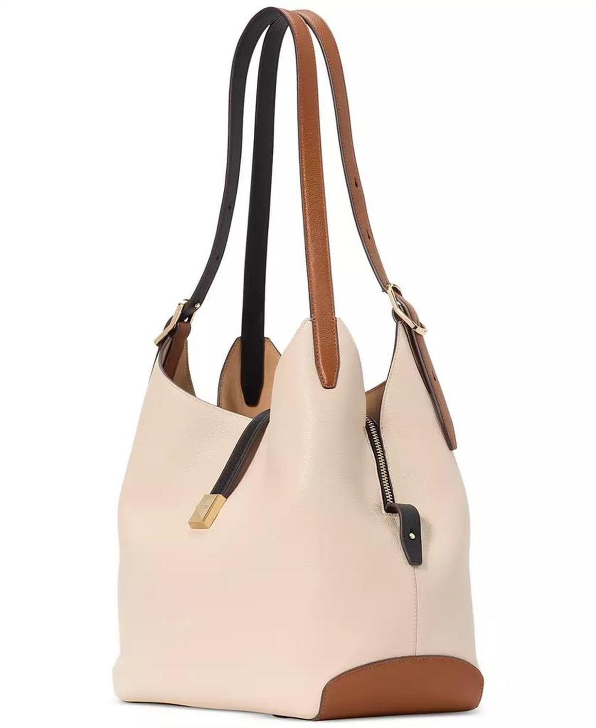 Deco Colorblocked Pebbled Leather Shoulder Bag