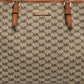 Michael Kors Brown/beige Signature Coated Canvas And Leather Emery Tote