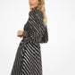 Metallic Stripe Silk Jacquard Dress