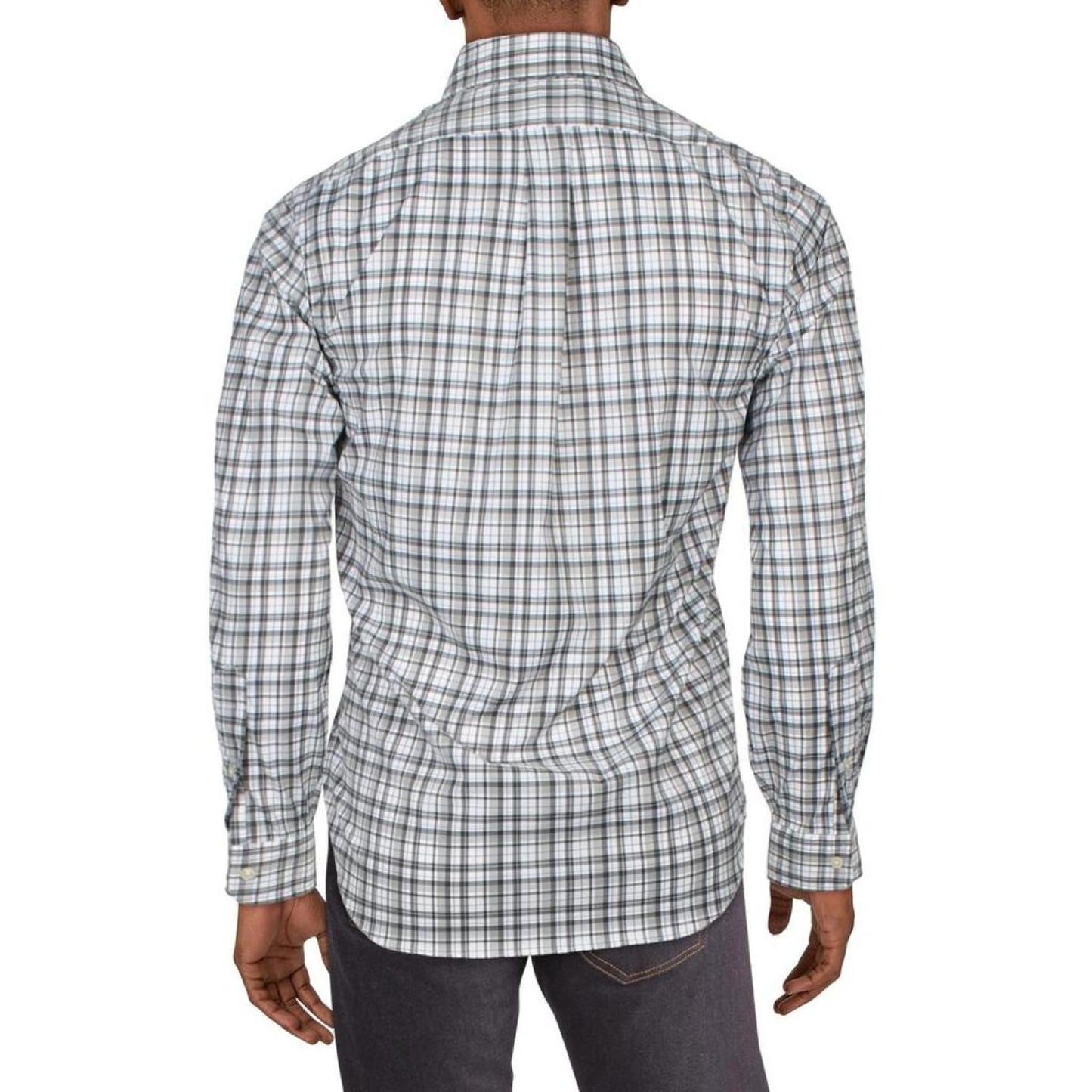 Mens Classic Fit Plaid Button-Down Shirt