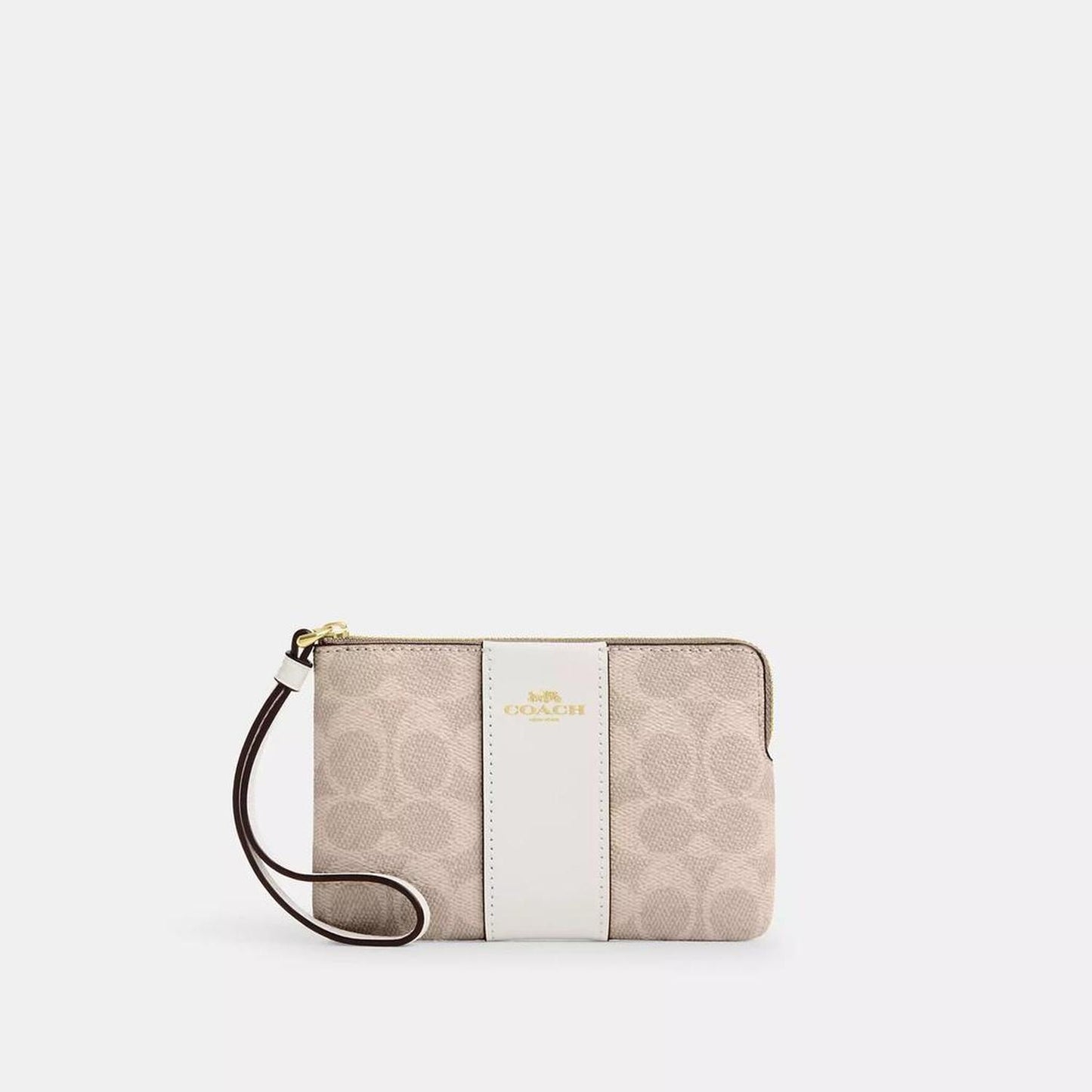 Corner Zip Wristlet In Signature Canvas With Stripe