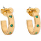 Gold-Tone Stainless Steel Small Color Pavé Huggie Hoop Earrings, 0.68"