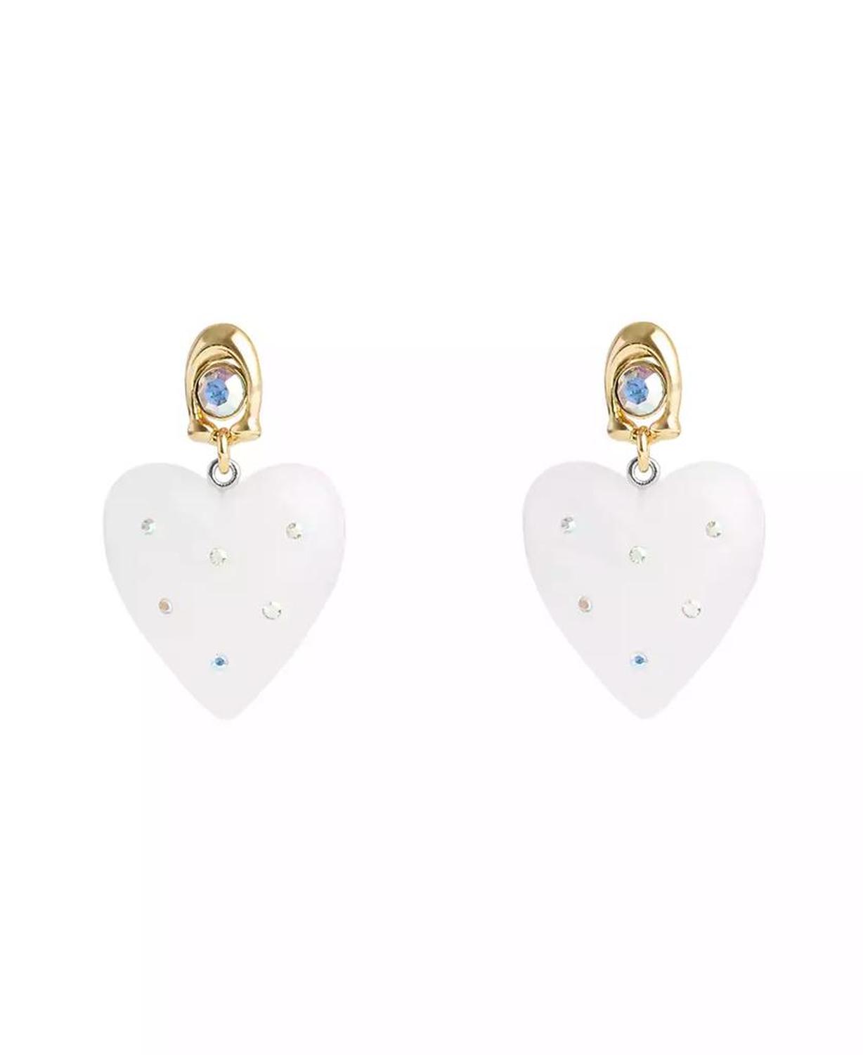 Faux Stone Vintage Charms Signature Puffy Heart Drop Earrings