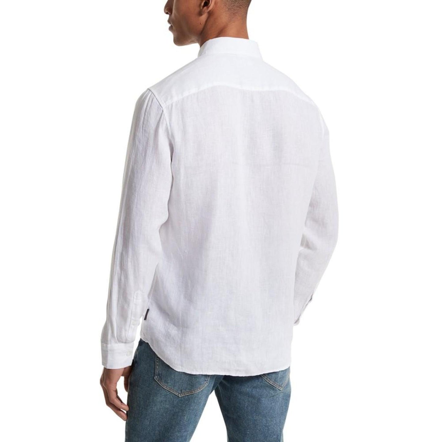 Men's Slim Fit Long Sleeve Button-Down Linen Shirt