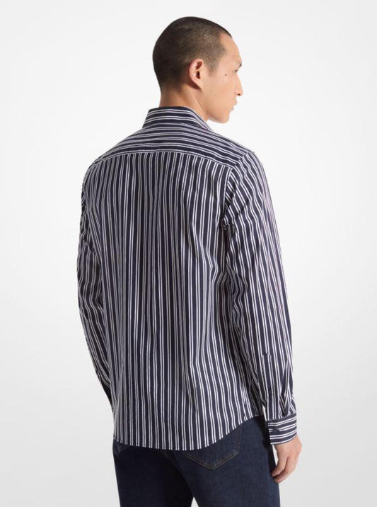 Slim-Fit Stretch Cotton Blend Striped Shirt