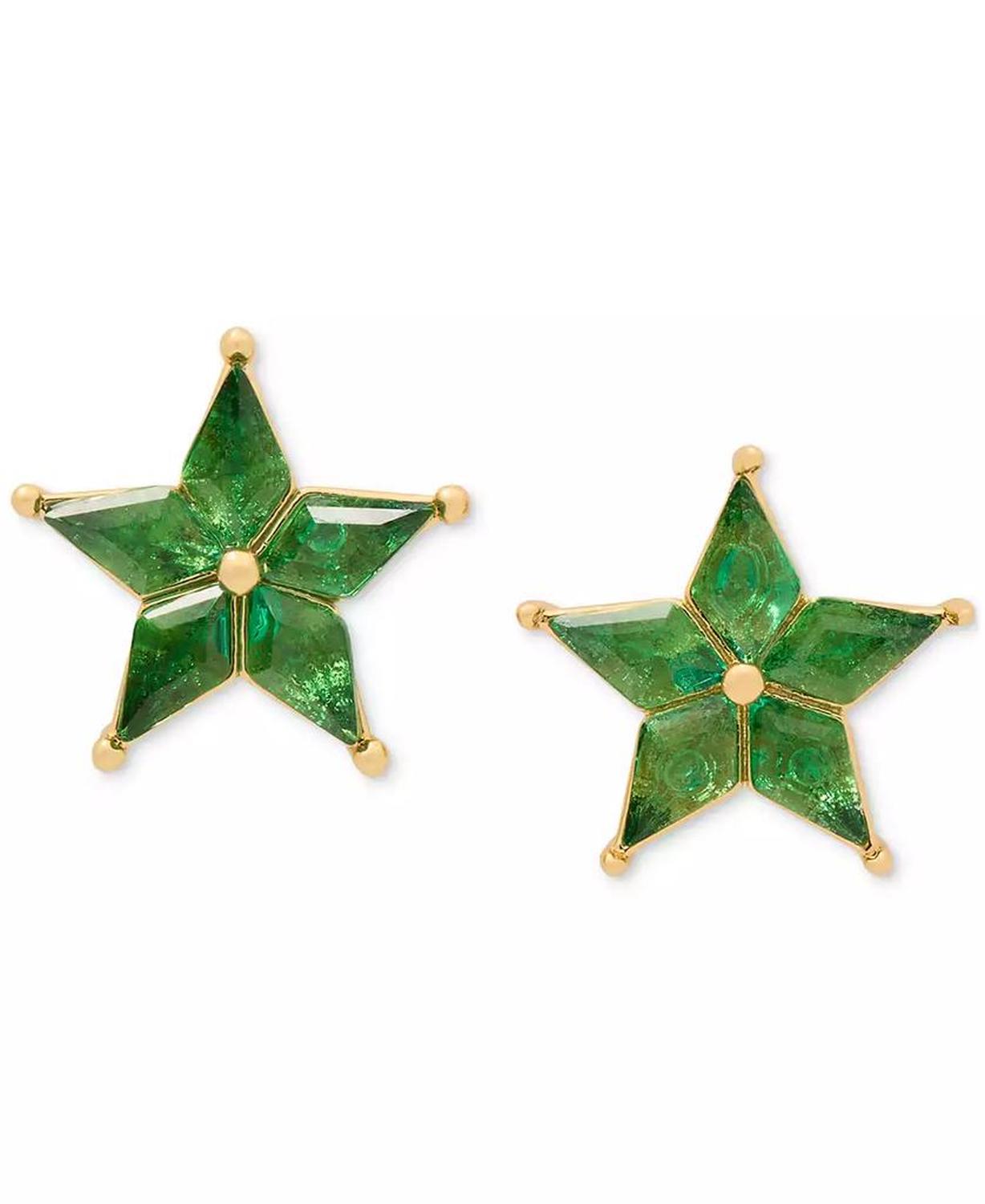 COSMOS Gold-Tone Cubic Zirconia Star Stud Earrings