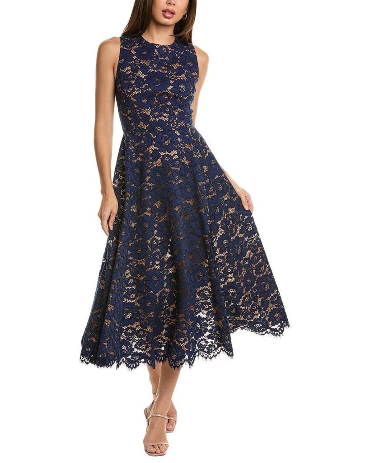 Michael Kors Collection Floral Lace Dance Silk-Lined A-Line Dress