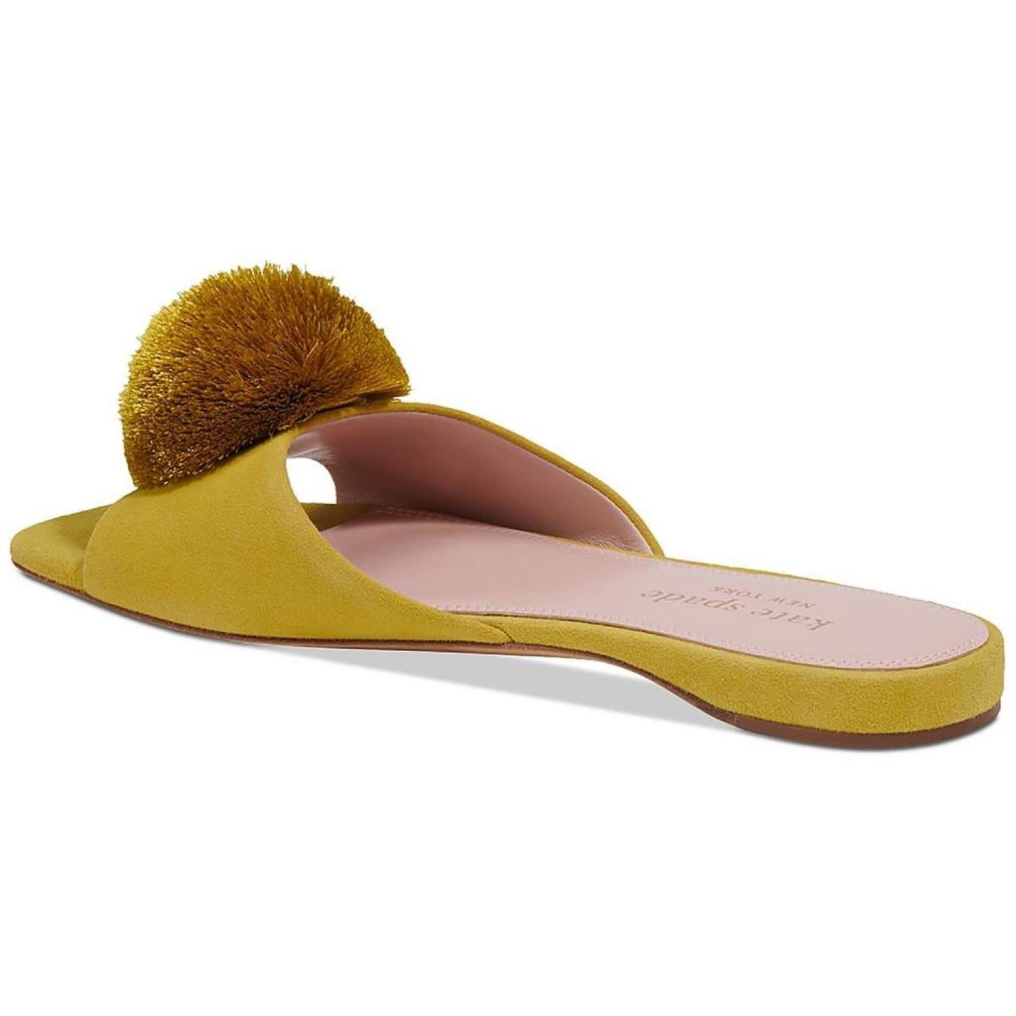 Amour Pom Slide Womens Cushioned Footbed Leather Slide Sandals