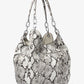 Lillie Large Snake Embossed Leather Shoulder Bag