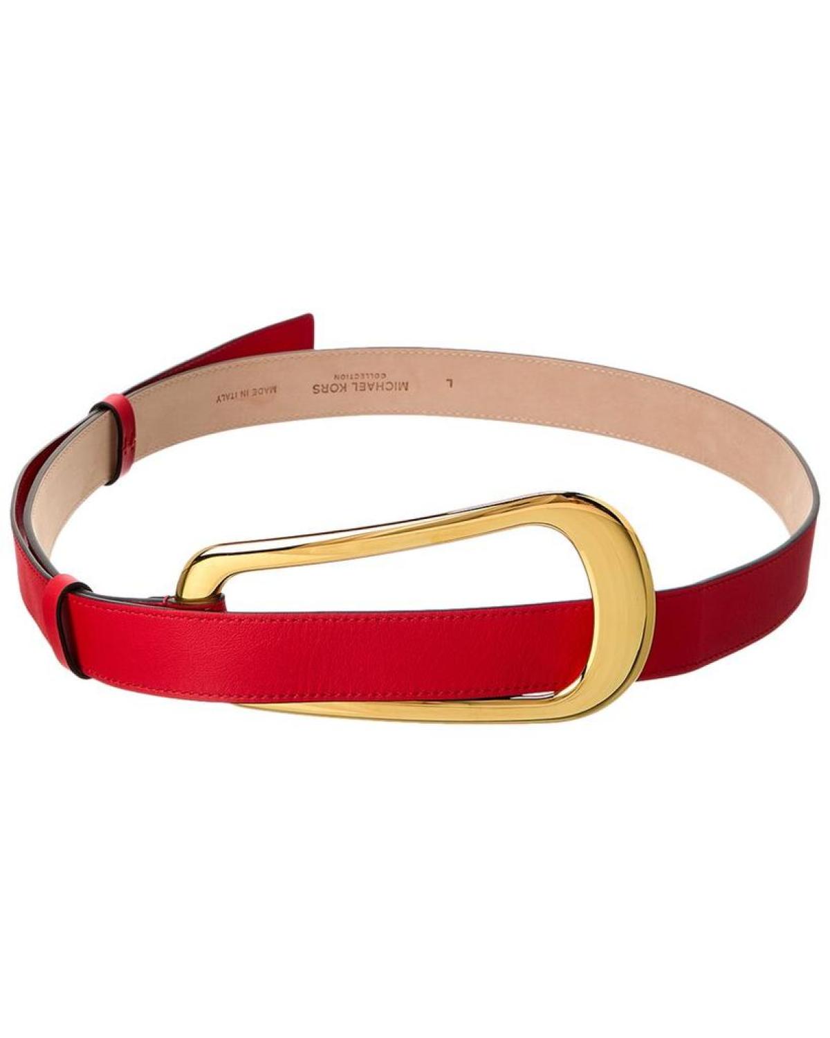 Michael Kors Collection Organic Buckle Loop Leather Belt