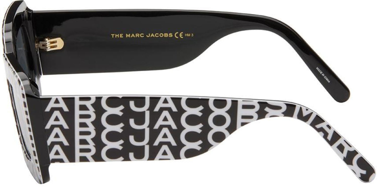 Black & White Monogram Rectangular Sunglasses