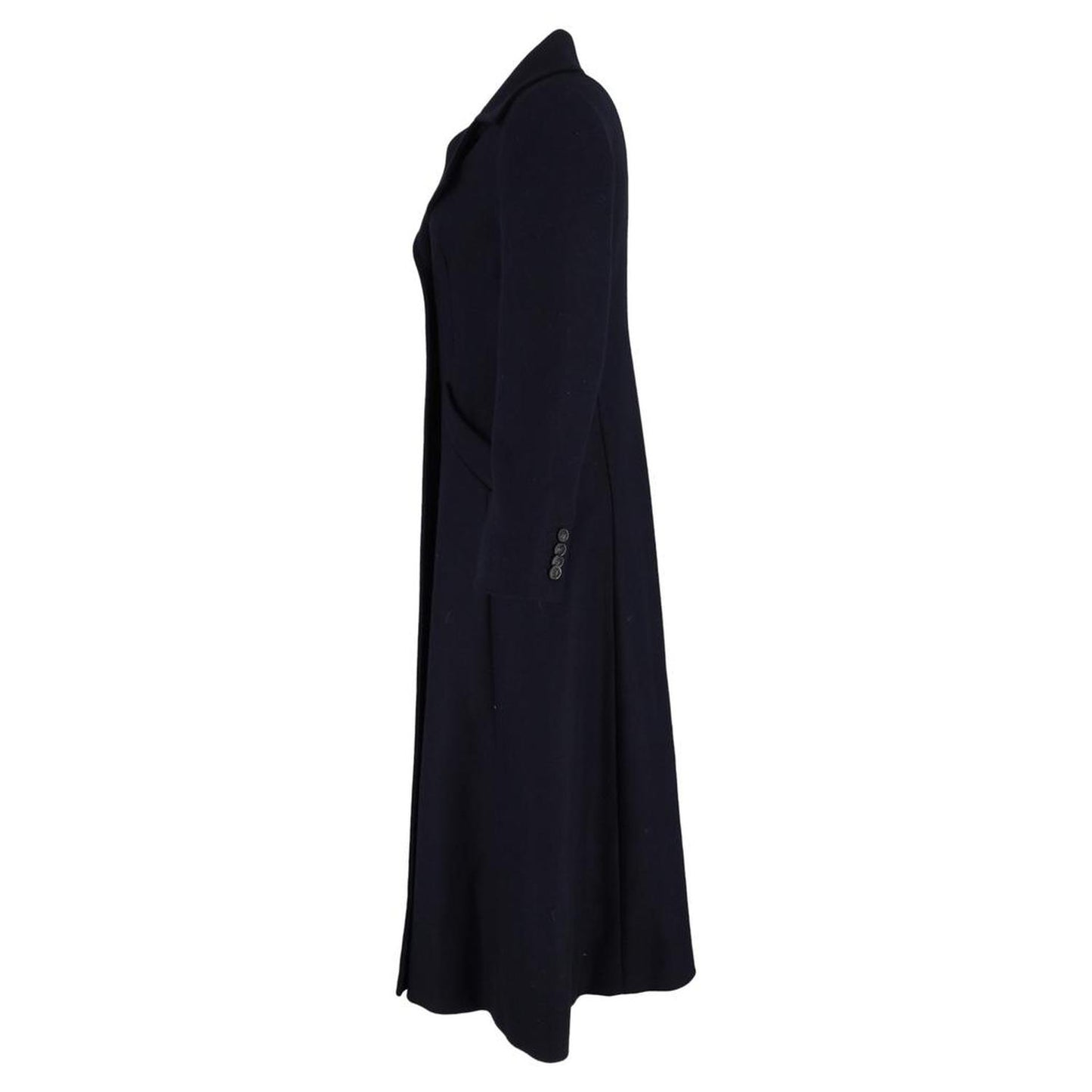 Max Mara Double-Breasted Flare Coat in Navy Blue Wool