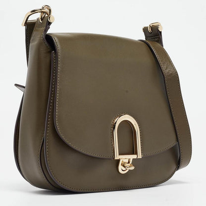 Michael Kors Olive Leather Delfina Saddle Bag