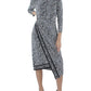 Womens Zebra Faux-Wrap Wear To Work Dress