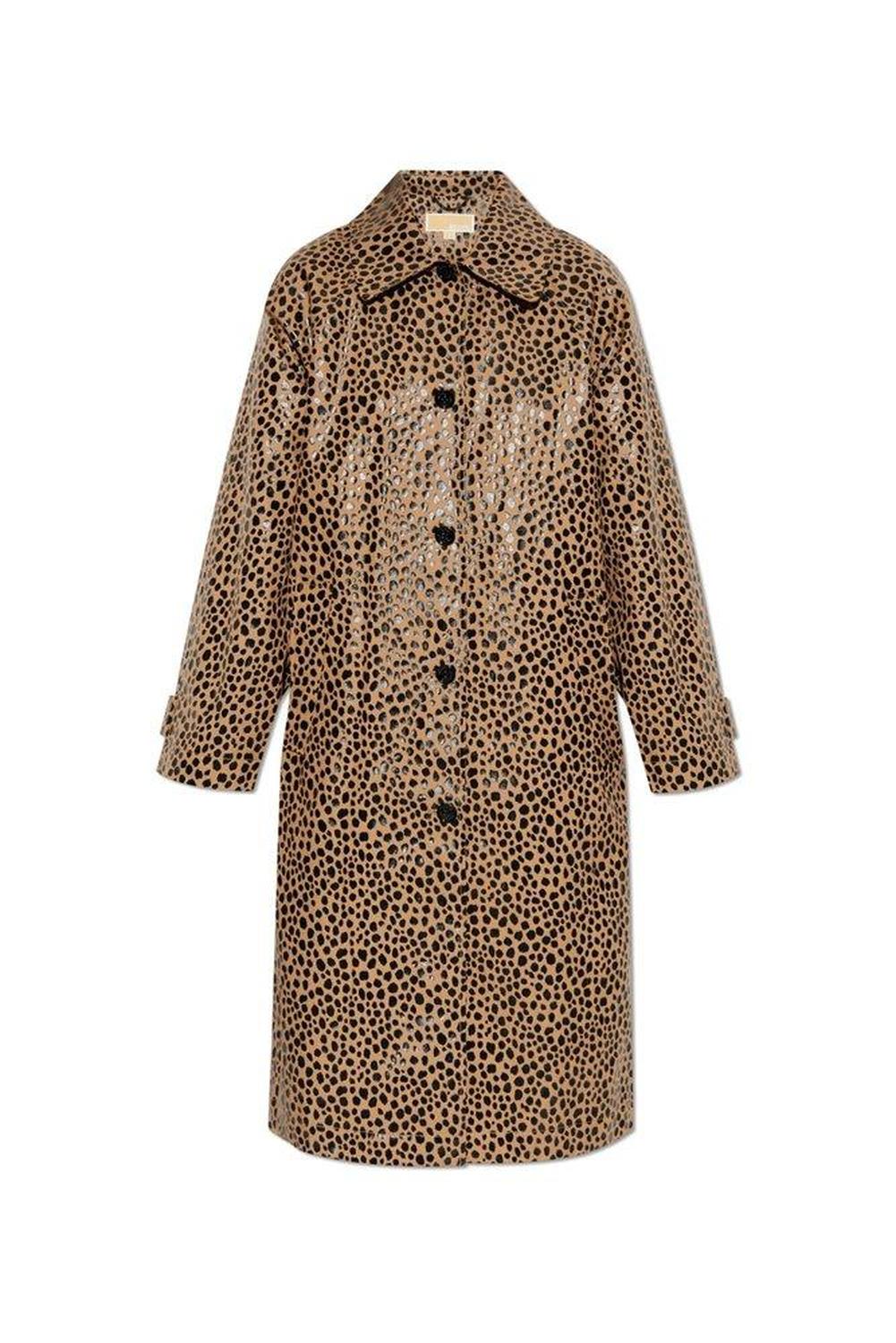 Michael Michael Kors Leopard Printed Mid-Length Coat