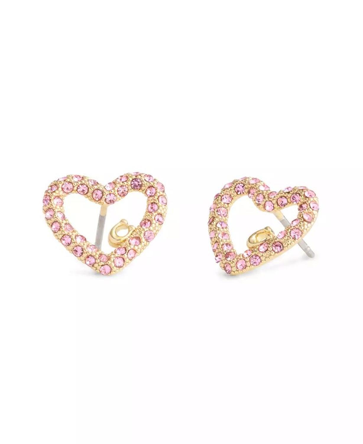 Faux Stone Signature Pavé Heart Stud Boxed Earrings