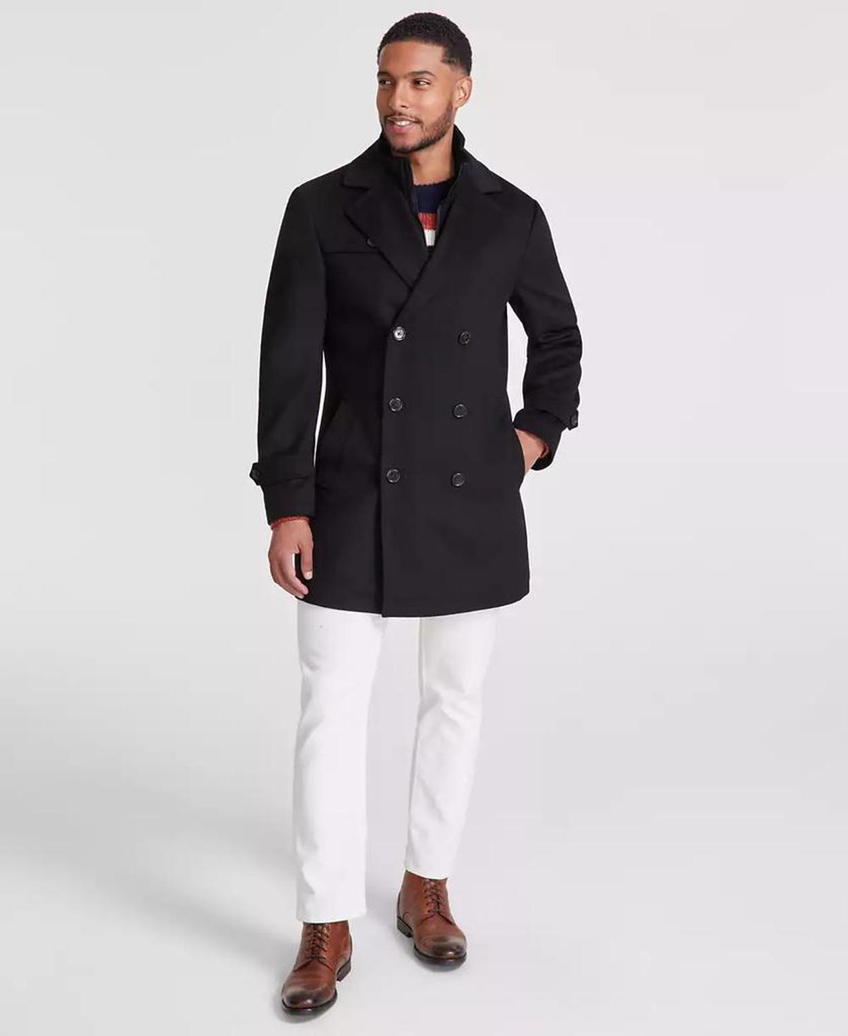 Men's Classic-Fit Wool Blend Solid Overcoat