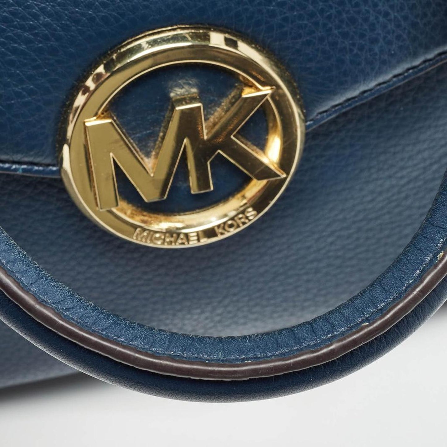 Michael Kors Navy Blue Leather Hudson Satchel