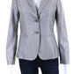 Max Mara Womens Two Button Narrow Lapel Blazer Jacket Light Gray Wool