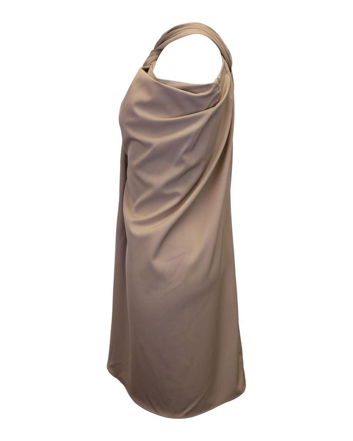 Max Mara Twisted Halter Dress in Beige Wool