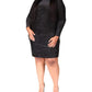 Plus Size Velvet Long Sleeve Cowl Back Dress