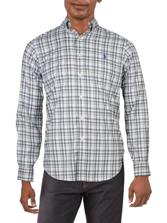 Mens Classic Fit Plaid Button-Down Shirt