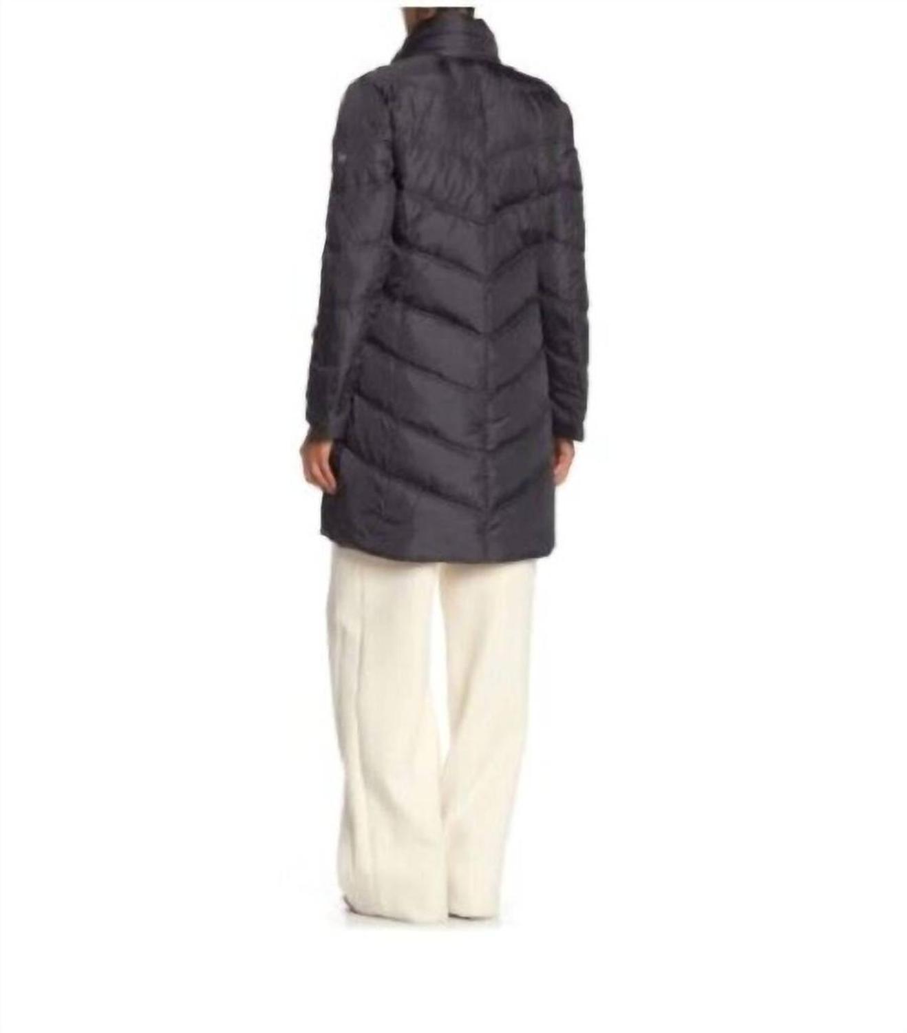 Missy 3/4 Down Faux Fur Hooded Quilted Jacket In Gray