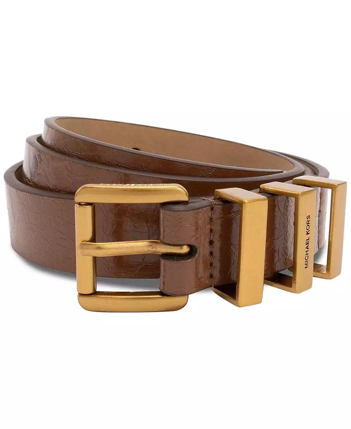 MICHAEL Women's Gold-Tone Leather Belt