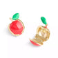 Red Enamel Vintage Charms Signature Apple Huggie Earrings