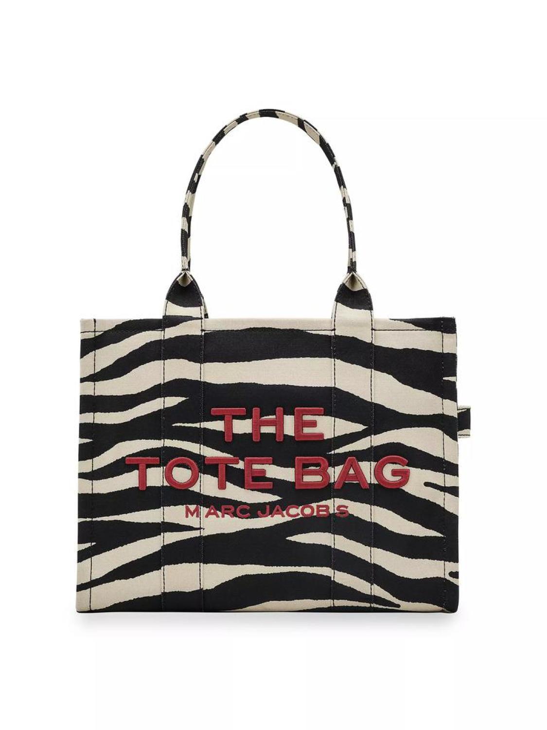 Zebra-Print Canvas Large Tote Bag