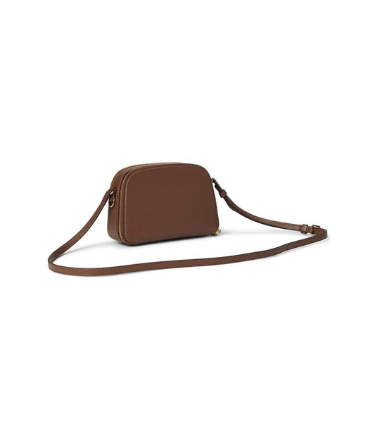 Devin Saffiano Leather Double Zip Dome Crossbody