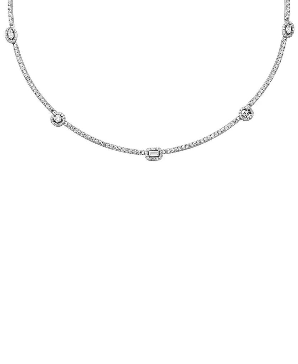 Sterling Silver Pavé Mixed Cut Collar Necklace