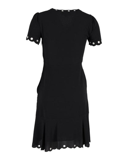 Michael Kors Eyelet Lace-Up Scallop Dress in Black Polyester