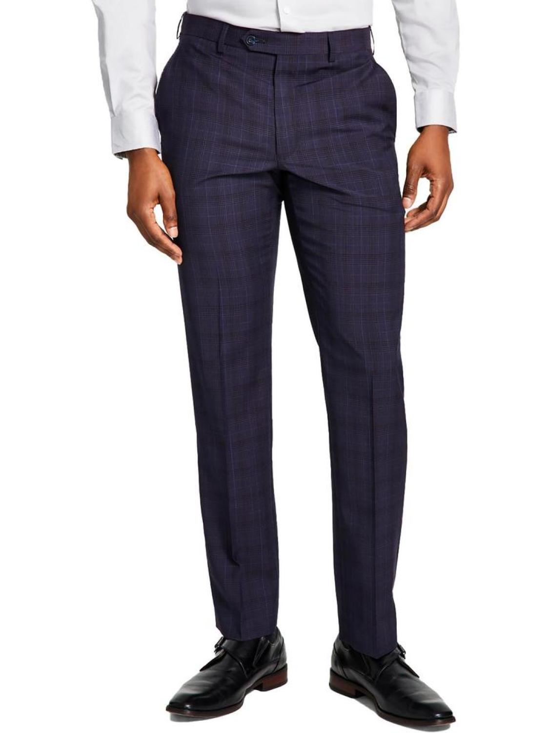 Mens Wool Plaid Suit Pants