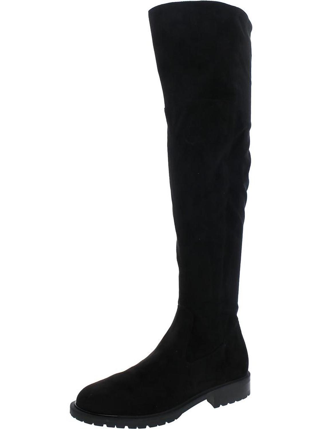 Womens Faux Suede Round Toe Over-The-Knee Boots