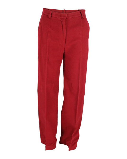 Max Mara Straight Leg Trousers in Red Cotton